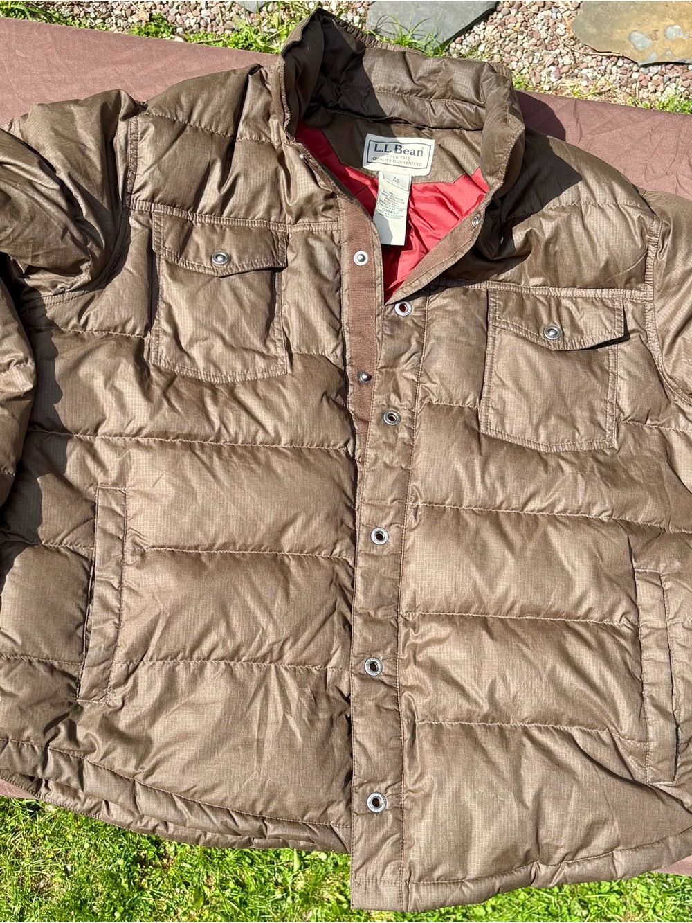 L.L. Bean Men's Brown Quilted Down-Style Puffer XL Jacket fits like Large